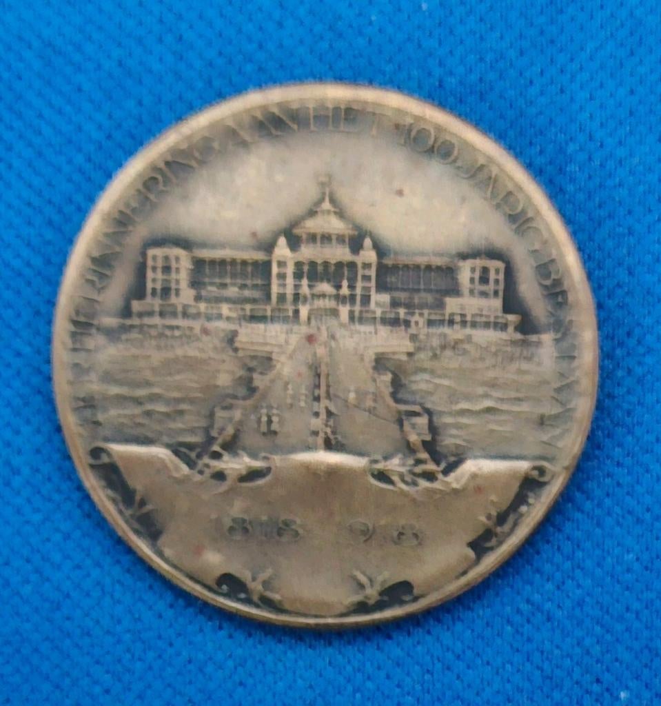 Bronze Historie Penning Scheveningen 1818-1918 Hotel Kurhaus, Postzegels en Munten, Penningen en Medailles, Ophalen of Verzenden