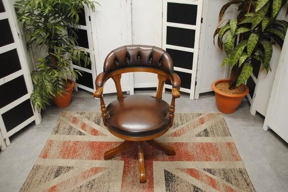 chesterfield bureaustoel, Huis en Inrichting, Bureaustoelen, Ophalen, Gebruikt, Bruin, Bureaustoel
