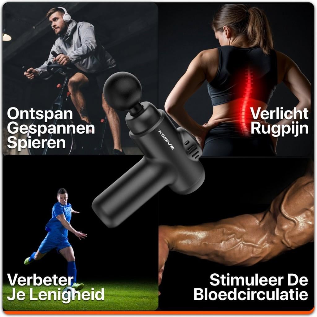 XSSIVE Mini Massage Gun met 4 opzetstukken | NIEUW, Ophalen of Verzenden, Nieuw, Apparaat