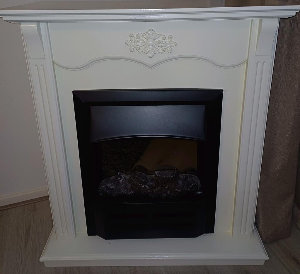 Elektrische haard met een klassieke schouw, Ophalen, Zo goed als nieuw, Vrijstaande haard, Elektrische haard