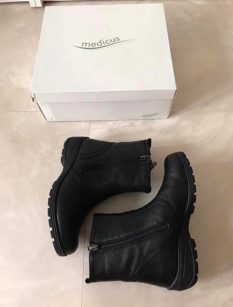 Leer enkellaarsjes merk medicus maat 37 nieuw, Ophalen, Zwart, Lage of Enkellaarzen, Nieuw