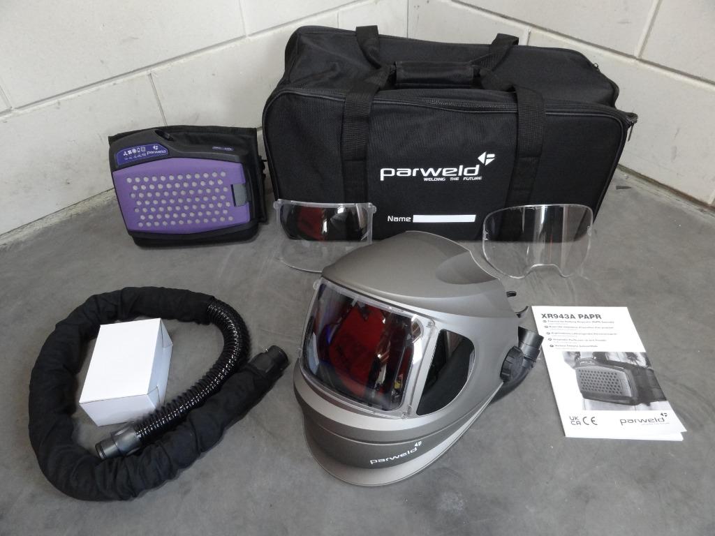 Parweld XR943A Lashelm met opklapbaar slijpvizier/Lucht unit, Ophalen of Verzenden, Nieuw, 250 ampère of meer, Co2