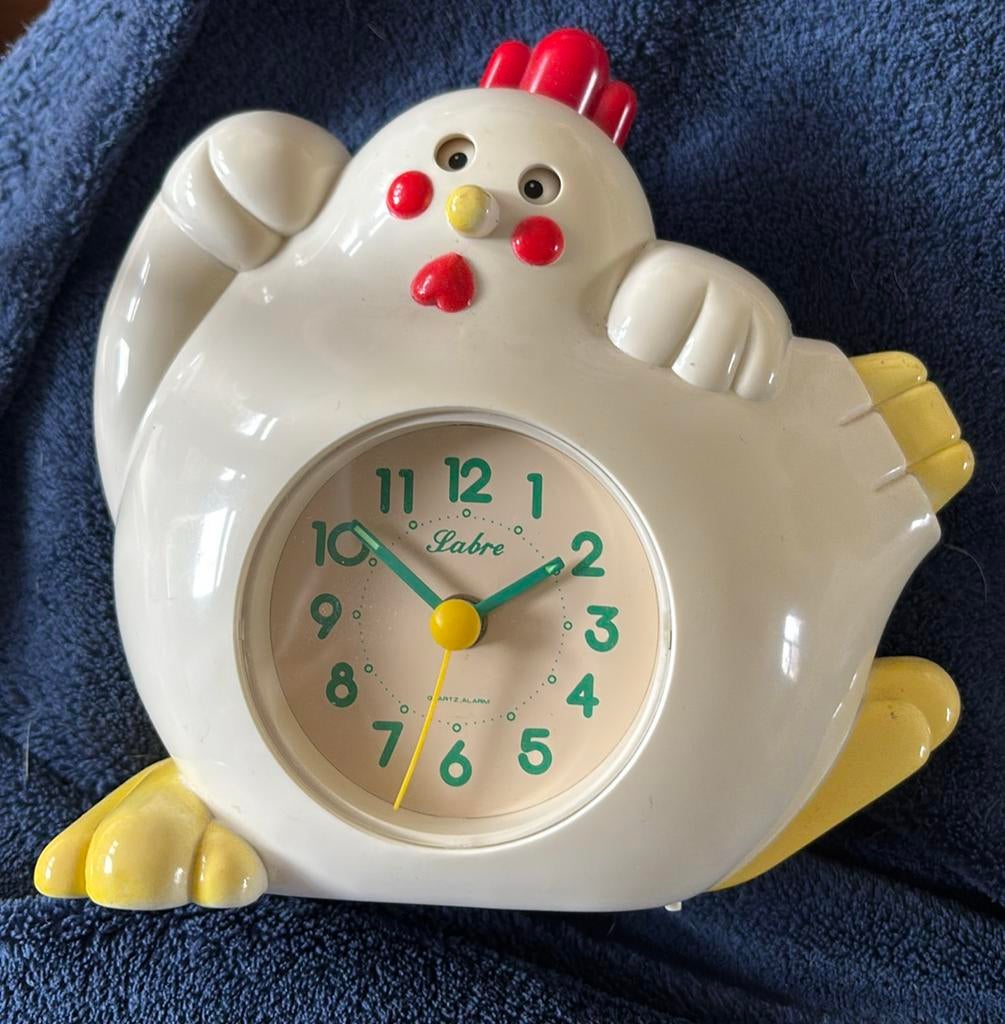 Klok wekker alarm haan goodmorning vinta retro hoogte 16 cm, Ophalen of Verzenden