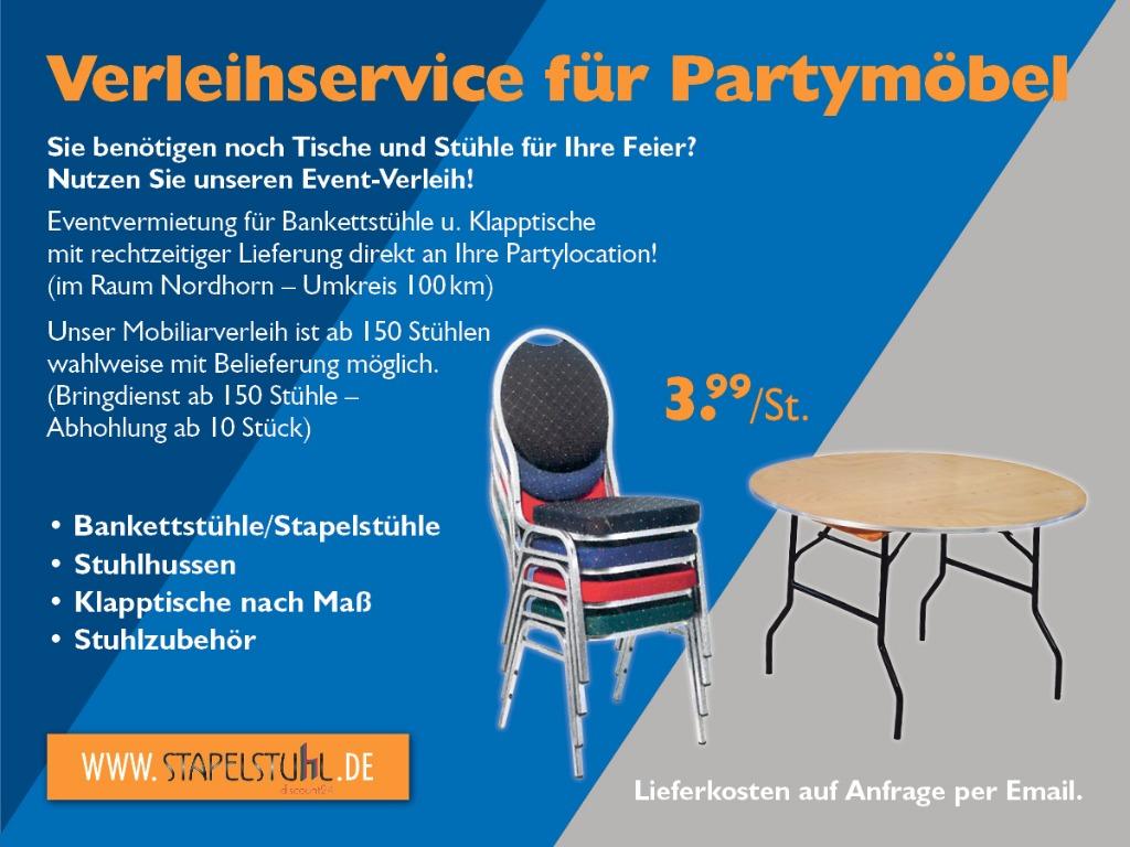 Stoel en Tafel verhuur stackchair vanaf 3,99 €