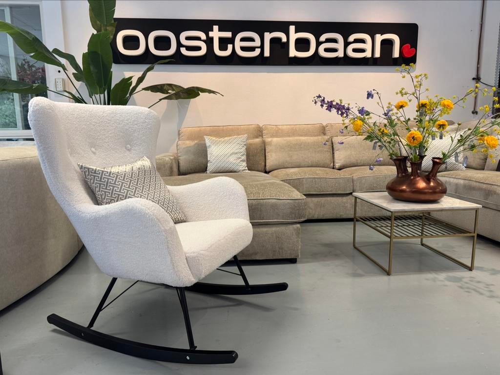 ACTIE - Luxe Velvet Teddy Schommelstoel Bo NIEUW - CUSTOM, Info@oosterbaanwonen.nl, Venus 31 8448CE Heerenveen, Nieuw, 75 tot 100 cm