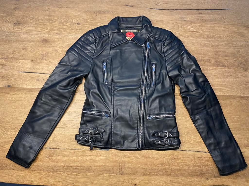 Coolcat zwarte kunstleren jas meisjes/dames, maat 170-176, Ophalen of Verzenden, Zo goed als nieuw, Meisje, Jas