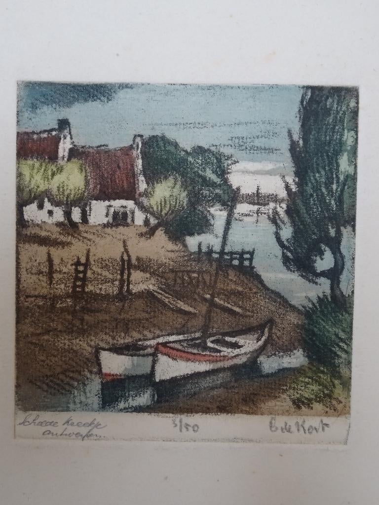 kleurenets Schelde kreekje Antwerpen, Cornelis Kort 3/50, Antiek en Kunst, Verzenden