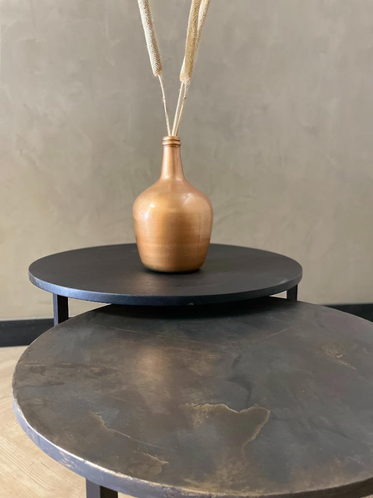 Zwart/goud salontafel set | EIKENHOUT, Modern, hotel-chique, zwart, 50 tot 100 cm, Rond, Nieuw