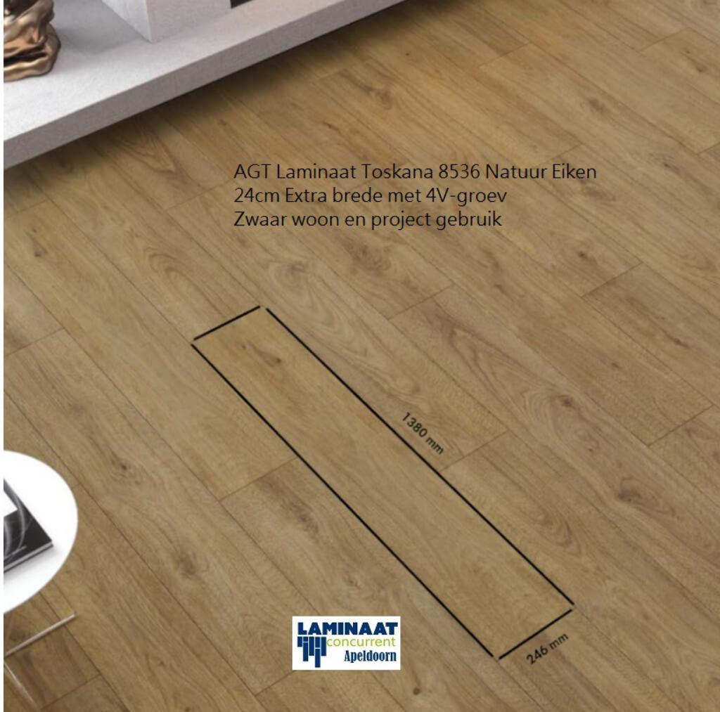 Laminaat Toskana Prk306  24cm breed 8mm dik, 75 m² of meer, Wit, Nieuw, Ophalen of Verzenden