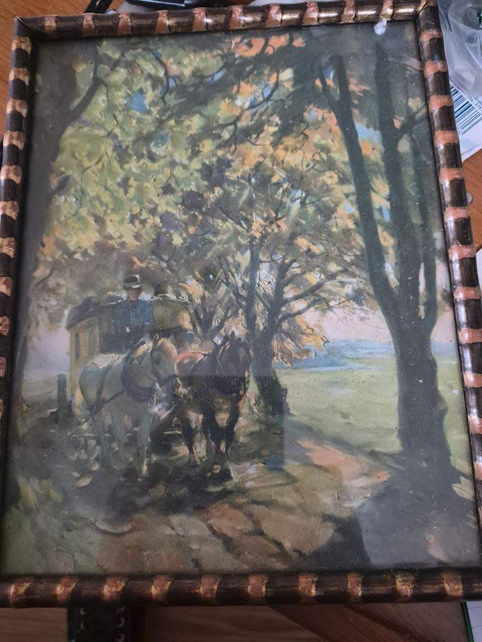 Prent van koets met paarden, Antiek en Kunst, Kunst | Schilderijen | Klassiek, Ophalen