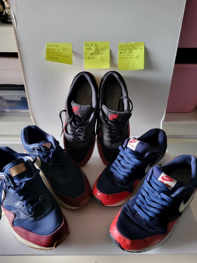 3 paar Air Max One Navy Red, Ophalen of Verzenden, Blauw