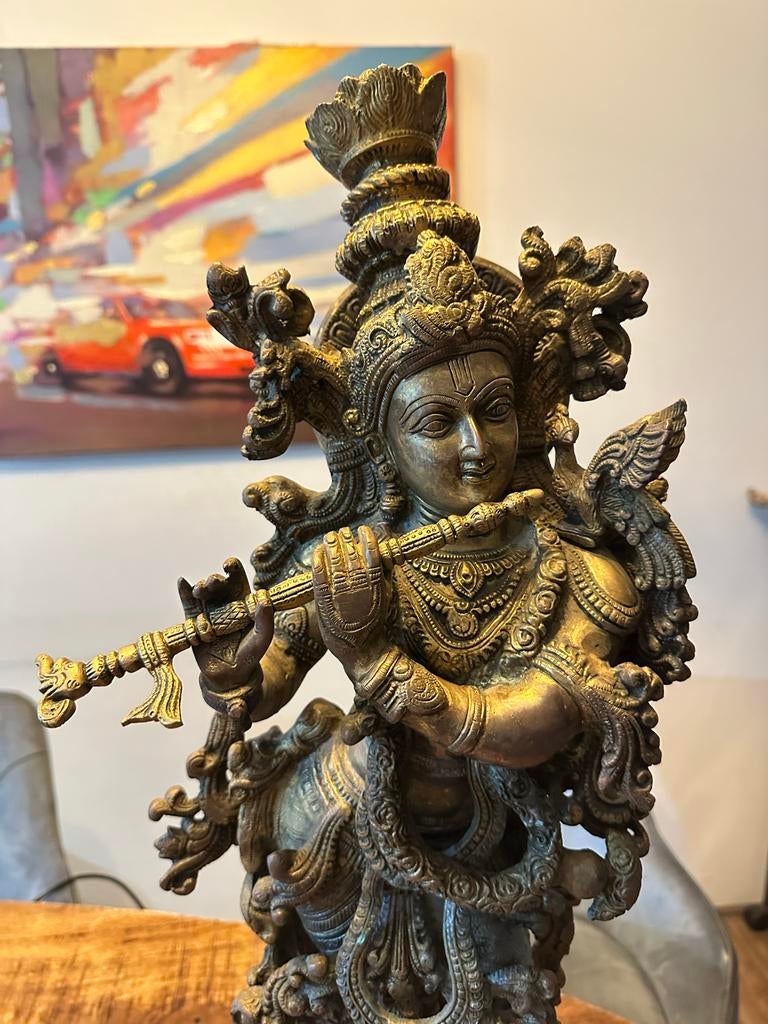 Te koop Krishna beeld van brons, Ophalen of Verzenden