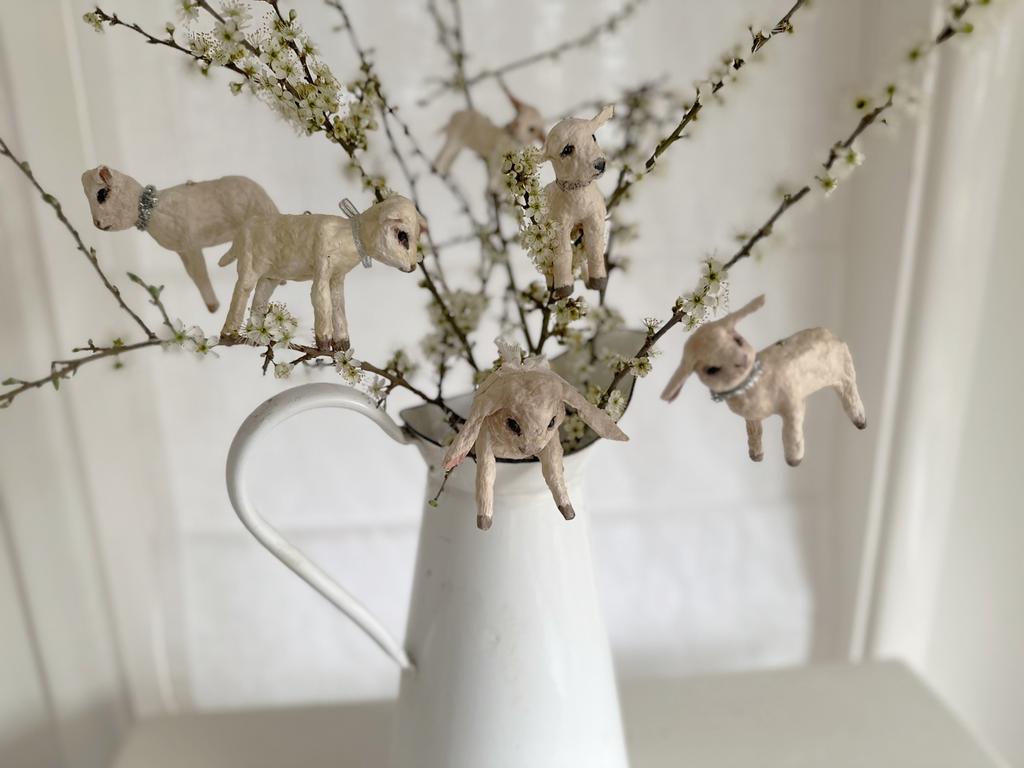 Wattenpopjes lammetjes schaapjes spuncotton pasen opgezet, Ophalen of Verzenden