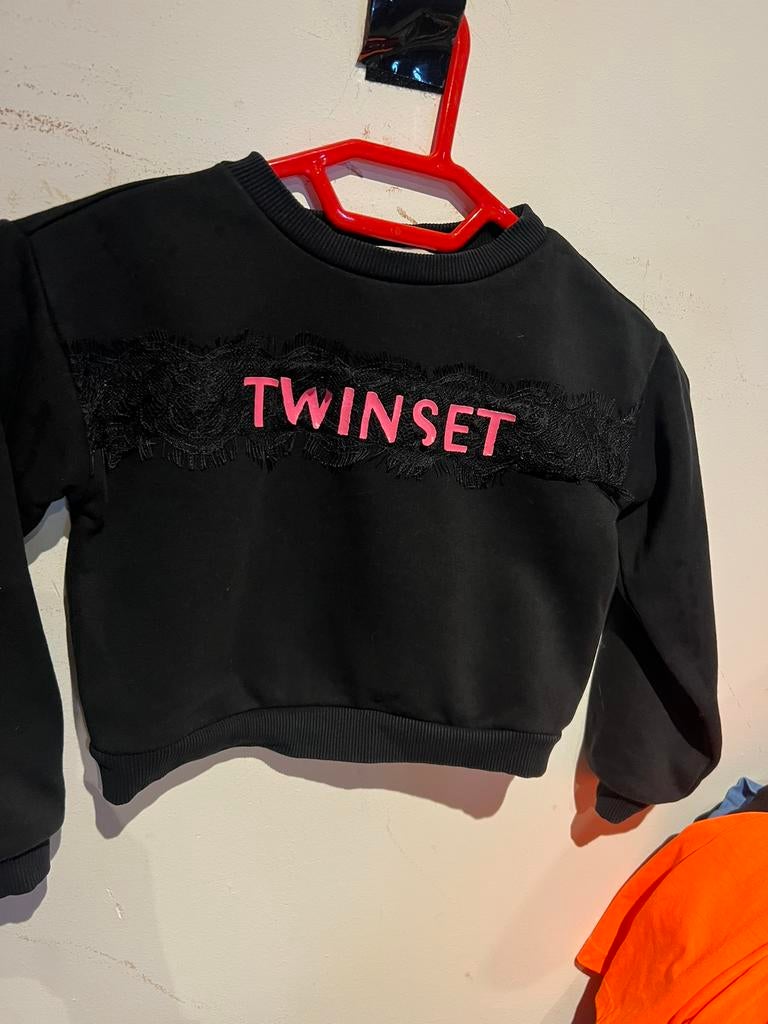 TWINSET sweater met kant  maat 128 origineel zgan, Kinderen en Baby's, Kinderkleding | Maat 128, Zo goed als nieuw, Meisje, Trui of Vest