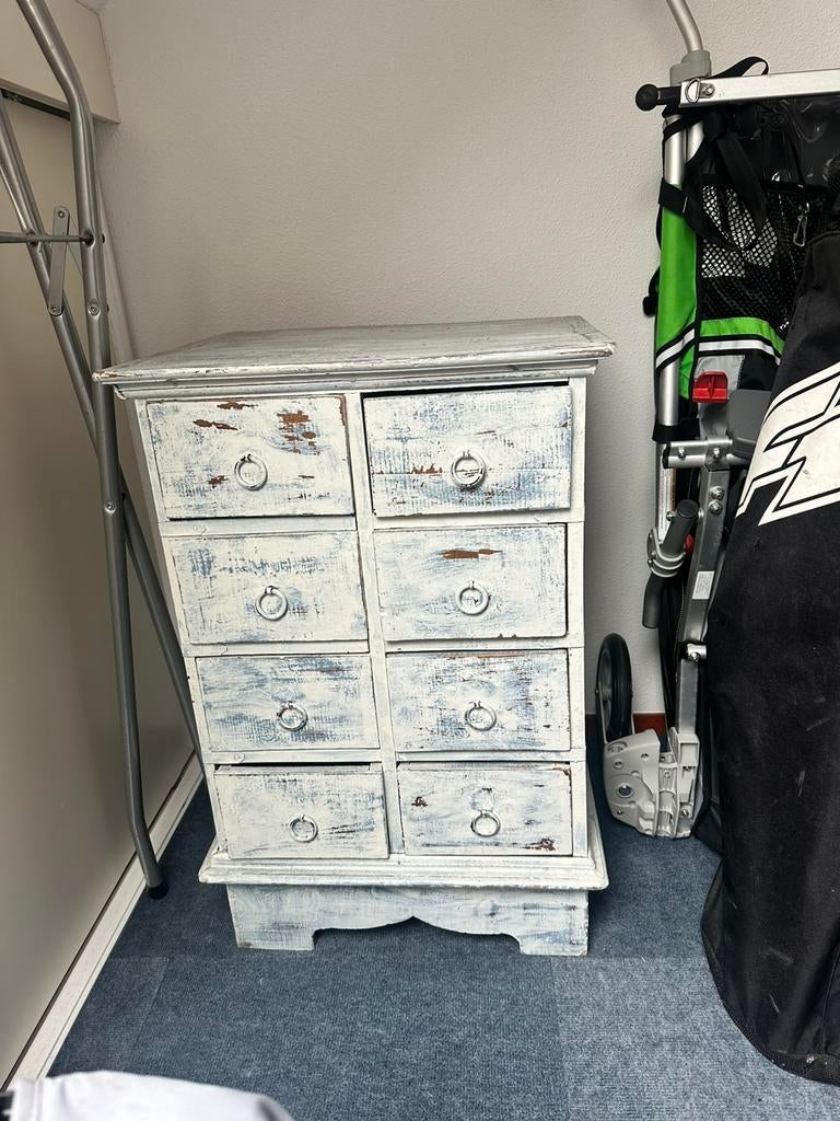 Teak houten ladekastje, Ophalen, 50 tot 100 cm, Zo goed als nieuw, Minder dan 100 cm