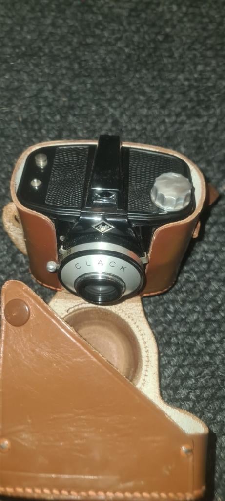Agfa Clack camera met leren tasje - Vintage camera, Ophalen, Gebruikt, Compact, Overige Merken
