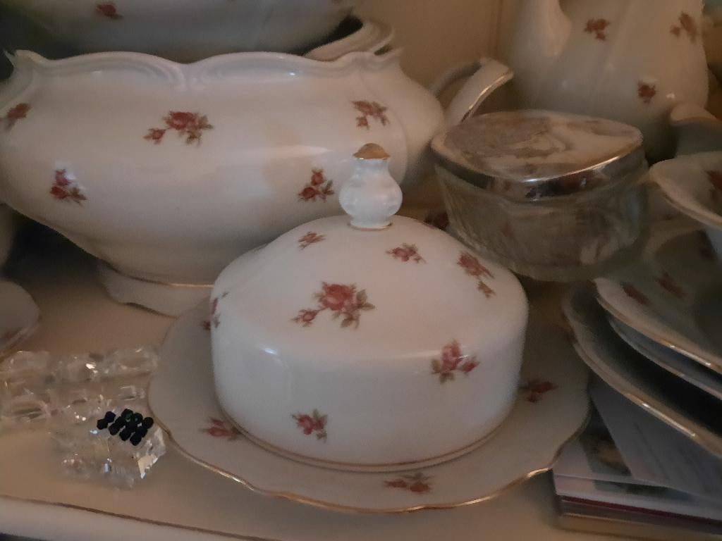 ZELDZAAM!! Botervloot Wunsiedel Bavaria vol roze roosjes, Ophalen of Verzenden