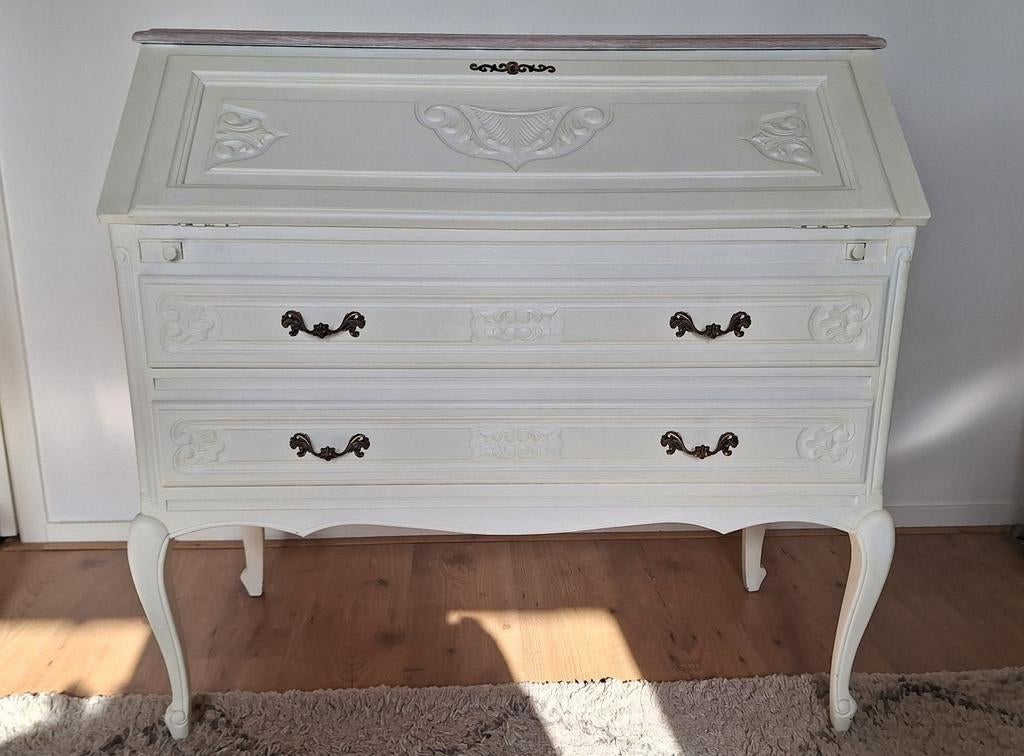 Wit geschilderde secretaire in Queen Ann stijl, Ophalen, Zo goed als nieuw, Queen ann