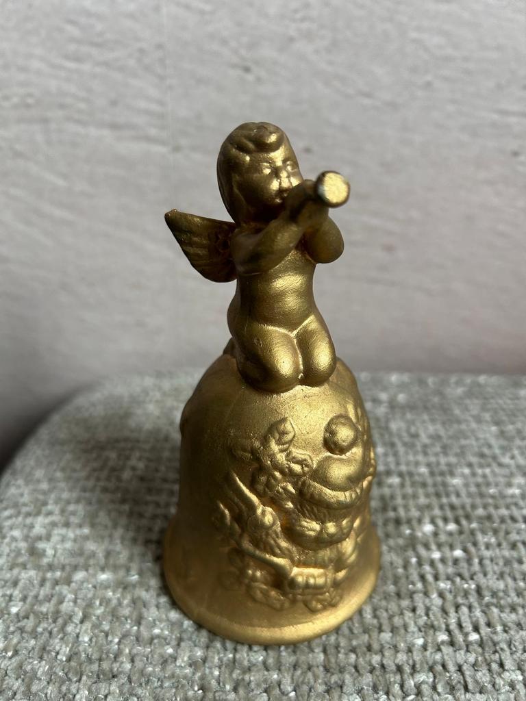 Gouden engel belletje bel tafelbel kerst, Ophalen of Verzenden