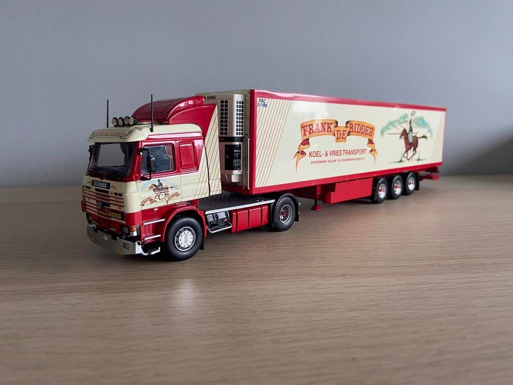 Tekno Scania 143-450 met Koeloplegger Frank de ridder, Ophalen, Nieuw, Bus of Vrachtwagen, Tekno