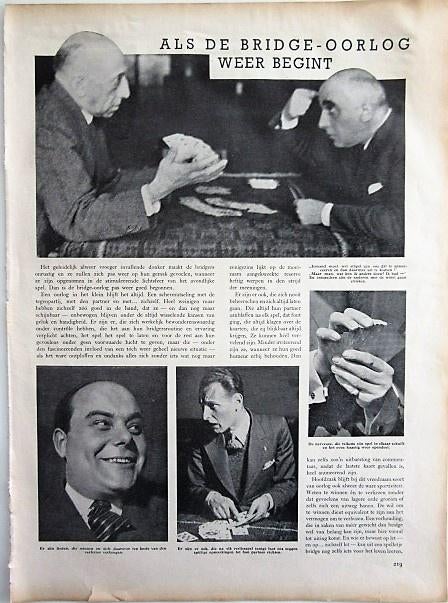 Als de bridge-oorlog weer begint - artikel 1935 bridge kaart, Ophalen of Verzenden, 1920 tot 1940, Knipsel(s)