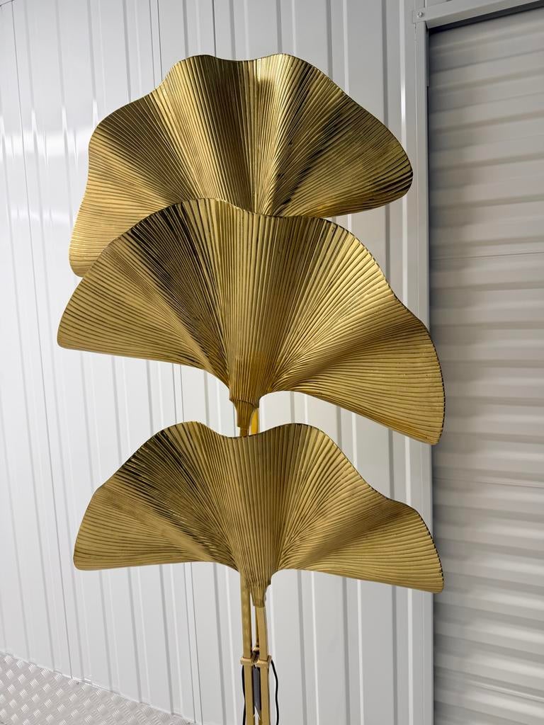 Eichholtz Gouden vloerlamp met drie bladvormige kappen, Ophalen, Gebruikt, Metaal, 150 tot 200 cm