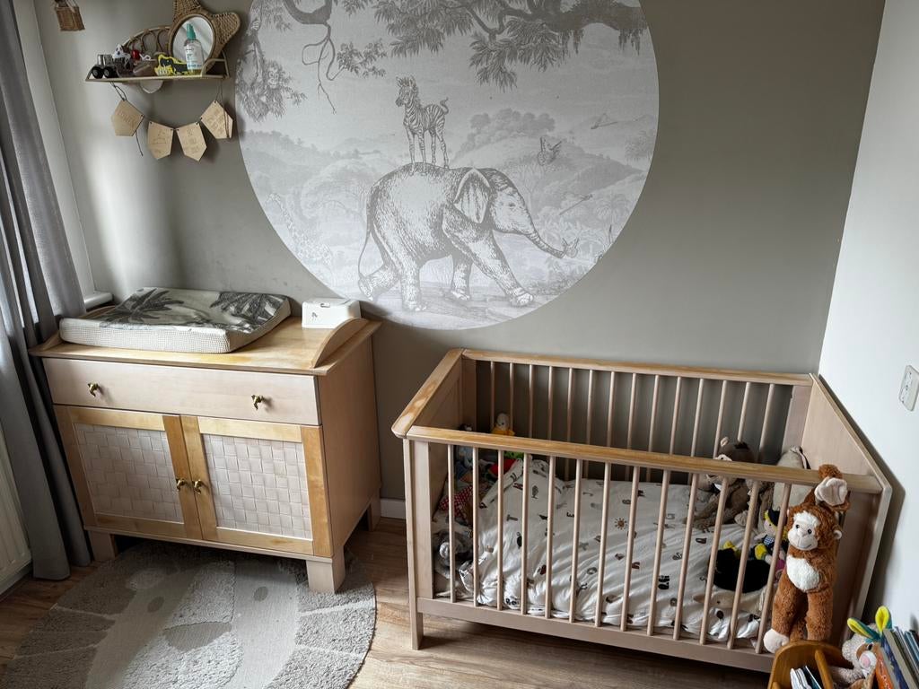 Baby commode en baby ledikant bebejou (vintage), Ophalen, Gebruikt, Jongetje of Meisje