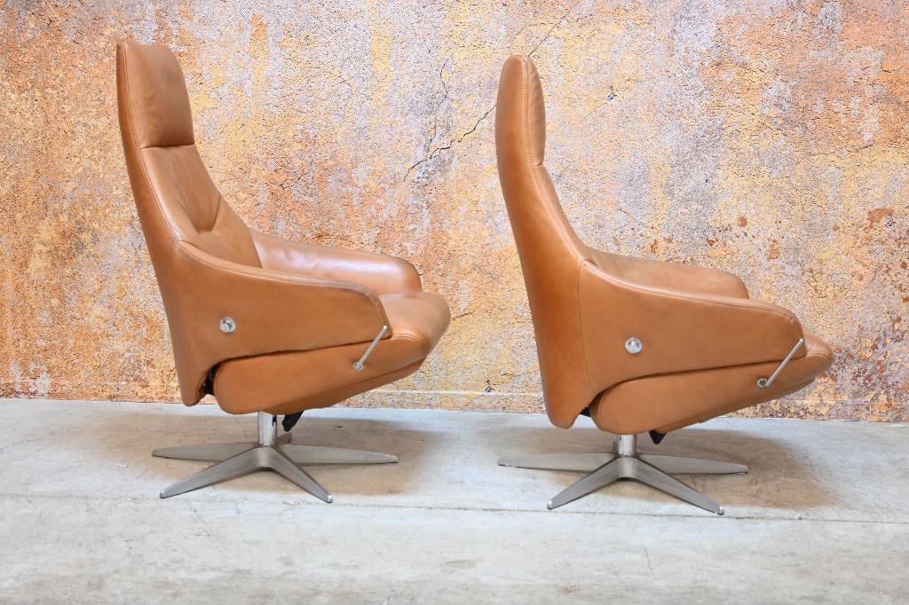 ZGANieuw! cognackleurige leren Gealux design relaxfauteuil, 75 tot 100 cm, Ophalen of Verzenden, Zo goed als nieuw, Gealux