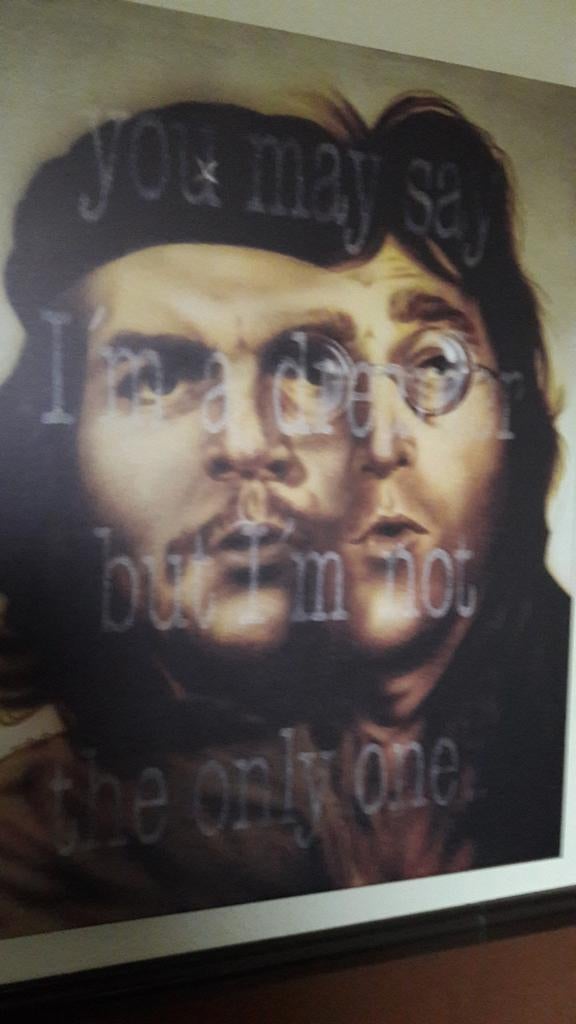 Canvas John Lennon & Che Guevara - 'Imagine' tekst, Antiek en Kunst, Ophalen of Verzenden
