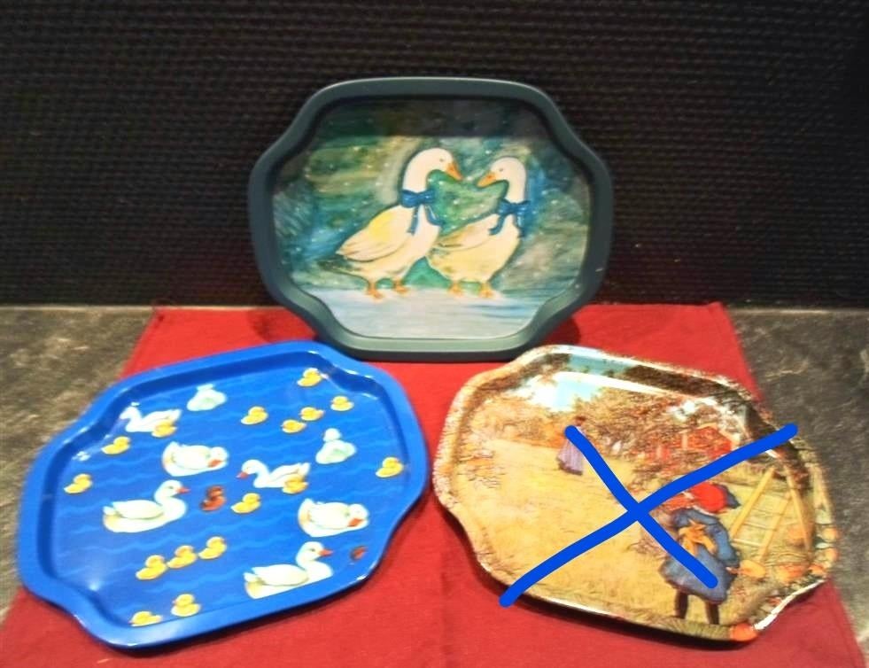 3 Blikken dienblaadjes. Voor kleine serviesjes., Ophalen of Verzenden, Zo goed als nieuw