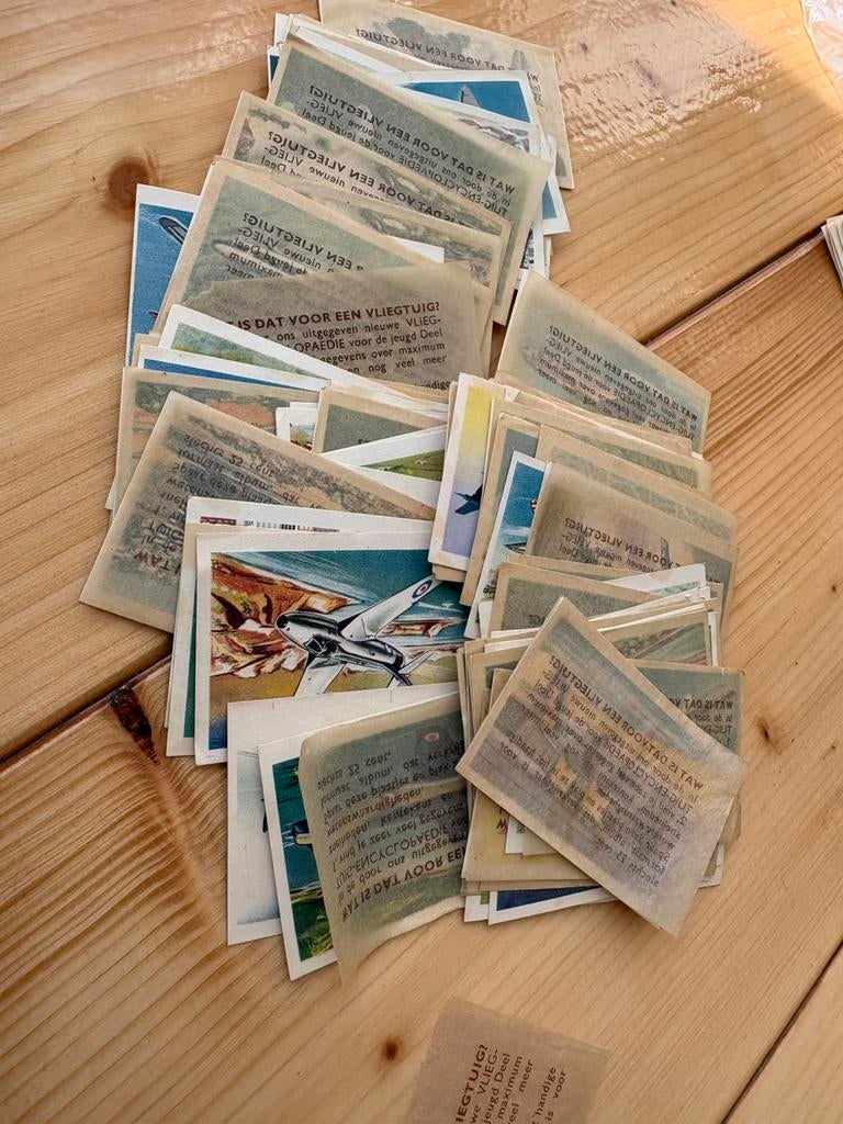 106x vliegtuig encyclopedie kaartjes jaren 50, Verzamelen, Ophalen of Verzenden