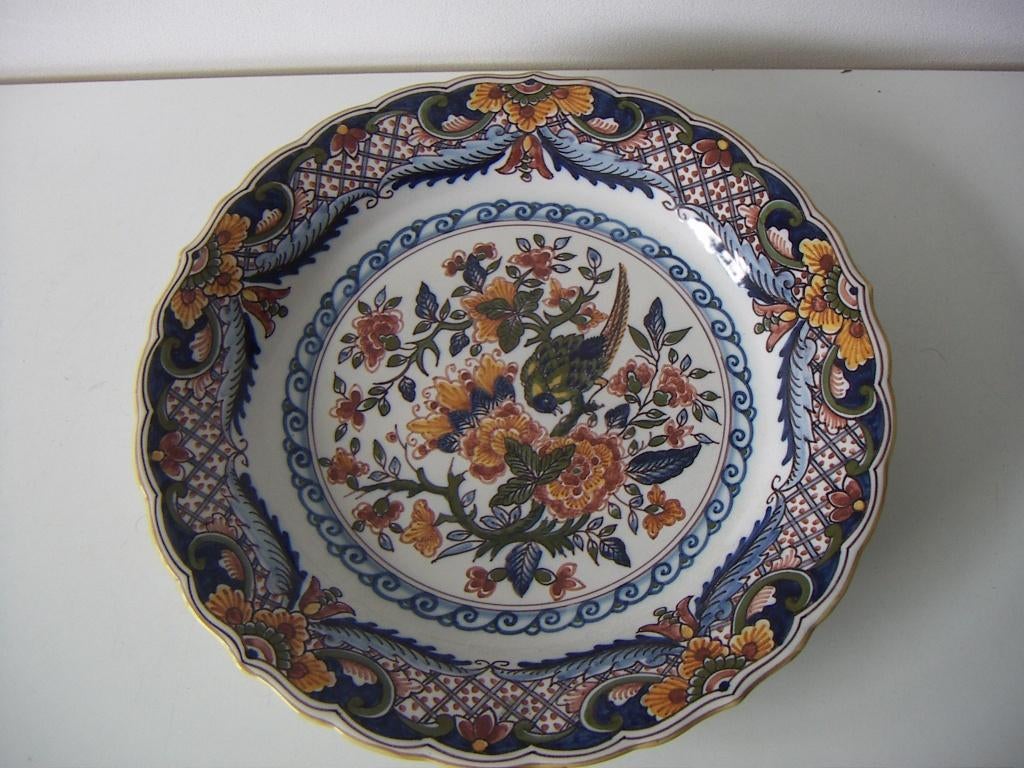 Makkum Tichelaar keramiek schaal jr.1940-1960. Vogel in boom, Antiek en Kunst, Ophalen of Verzenden