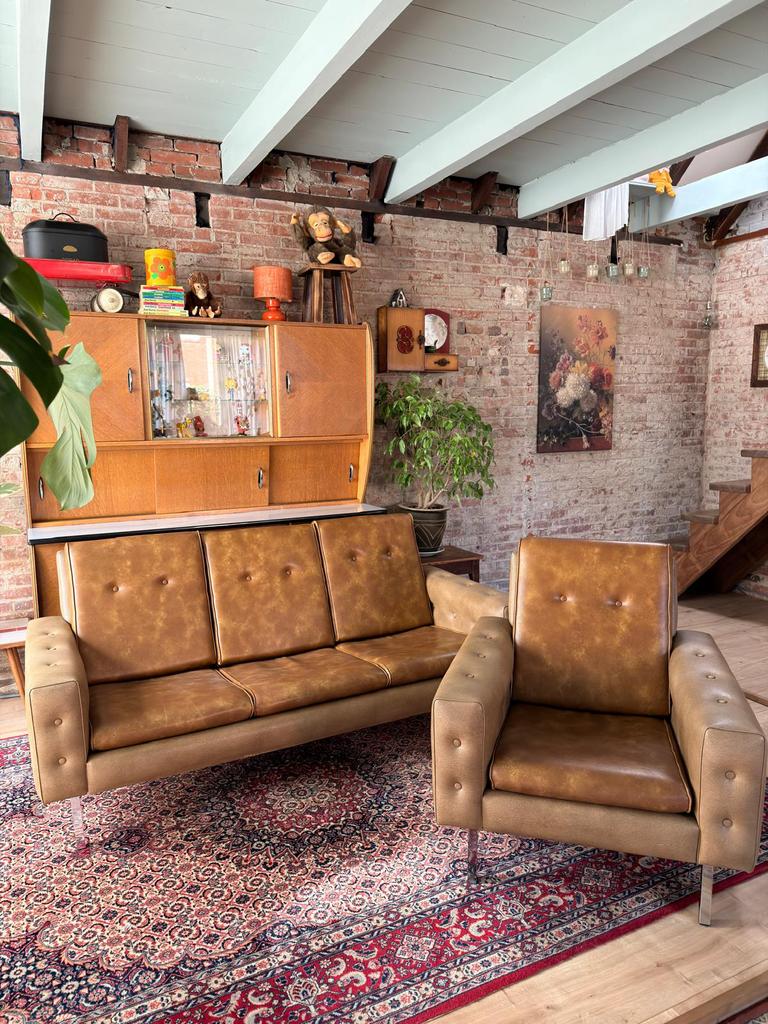 Vintage bankstel uit de jaren 60, Antiek en Kunst, Curiosa en Brocante, Ophalen