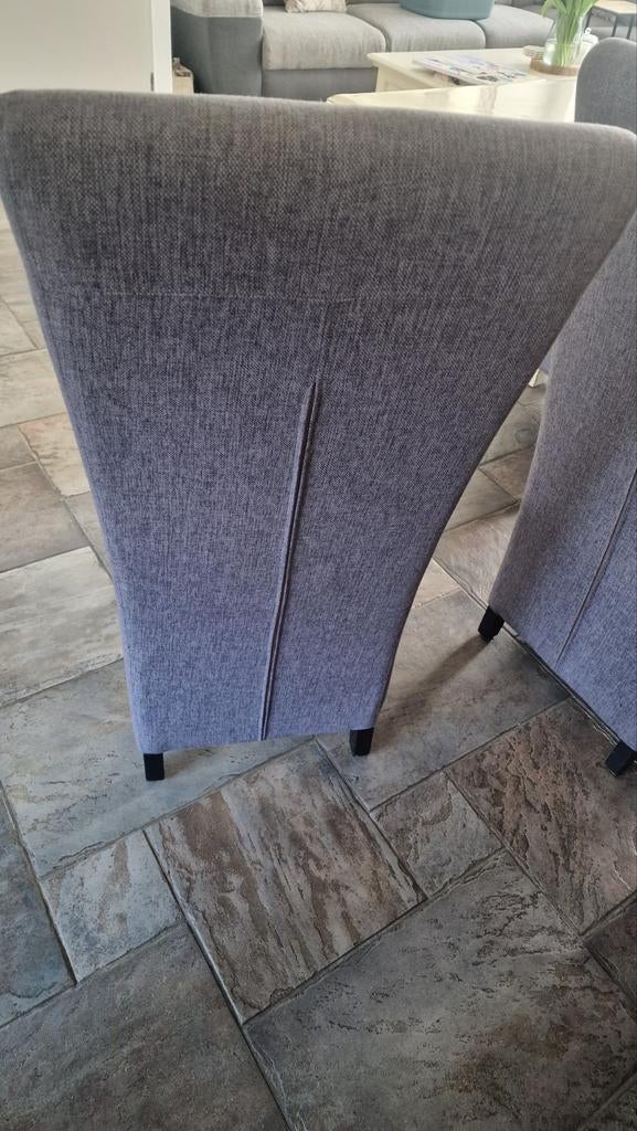Creme Eettafel met 6 comfortabele grijze stoelen!, Ophalen of Verzenden, Zo goed als nieuw