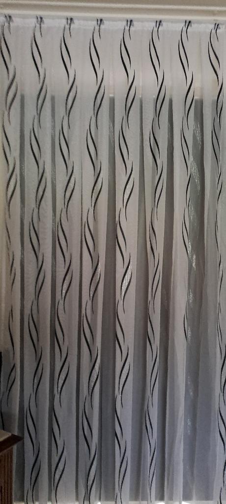 glasgordijnen, Huis en Inrichting, Gebruikt, Zwart, Ophalen of Verzenden, 200 cm of meer