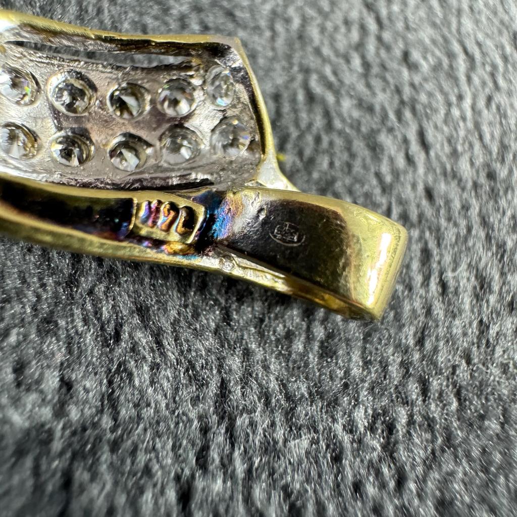 Gouden Hanger | 14k | 1,19g | zirkonia | 404678, Sieraden, Tassen en Uiterlijk, Kettinghangers, Gebruikt, Overige voorstellingen