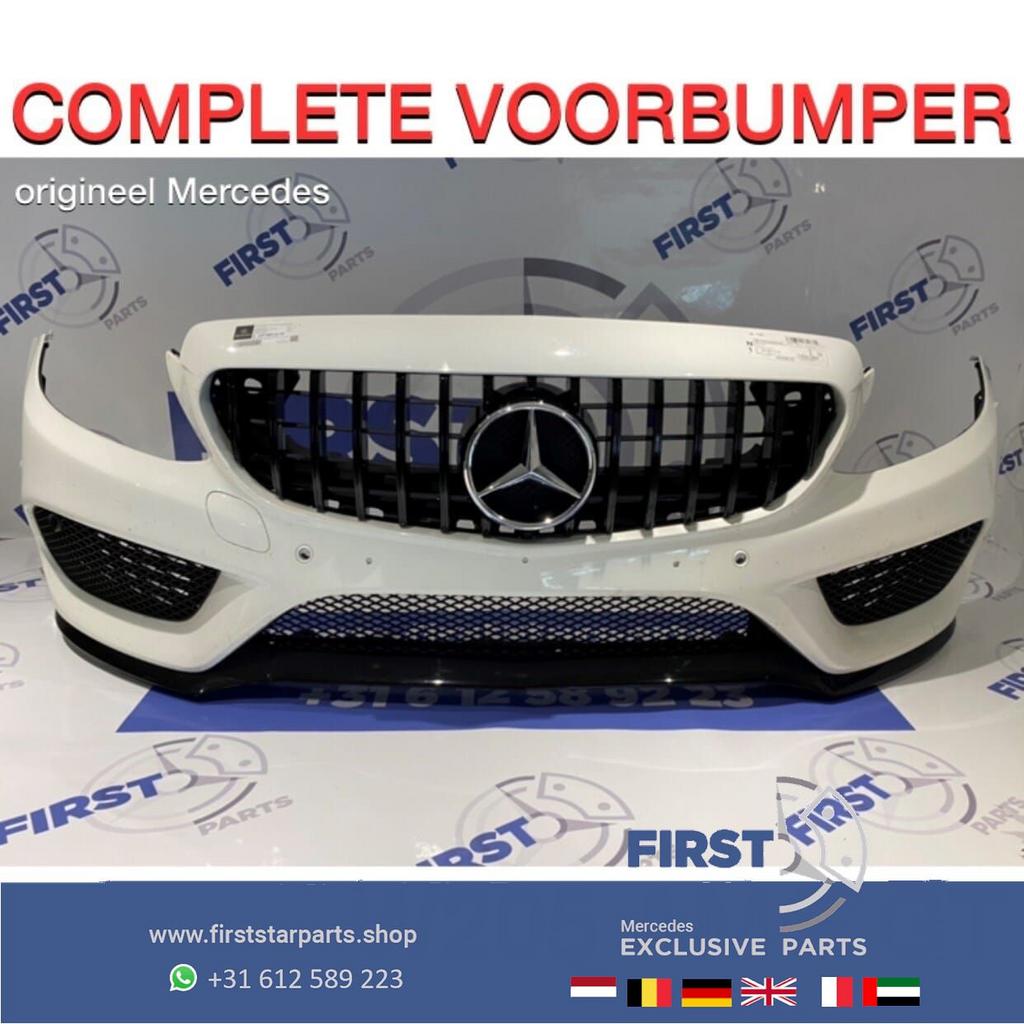W205 C43 AMG VOORBUMPER + GT GRIL Mercedes C Klasse WIT COMP, Gebruikt, -, Voor, Ophalen of Verzenden