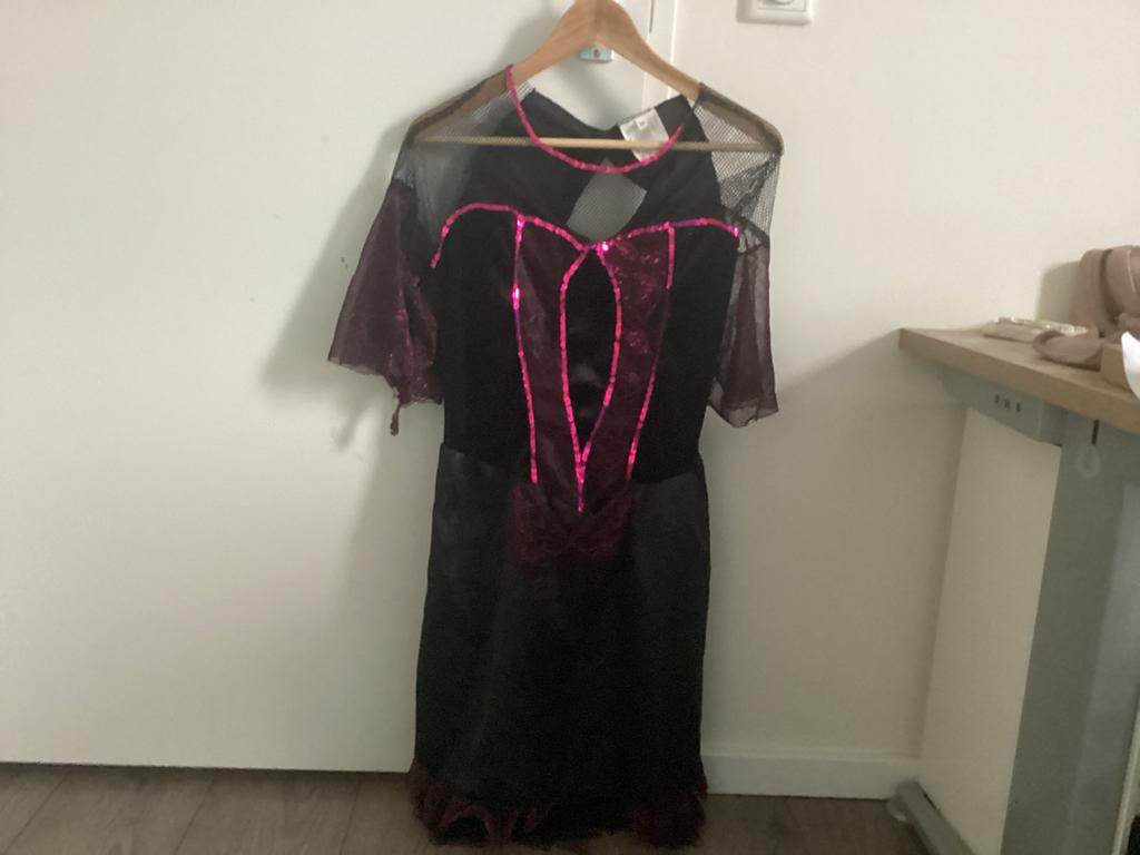 Heksenjurk met hoed en haarband voor kinderen, Ophalen of Verzenden, Zo goed als nieuw, 122 t/m 128, Meisje