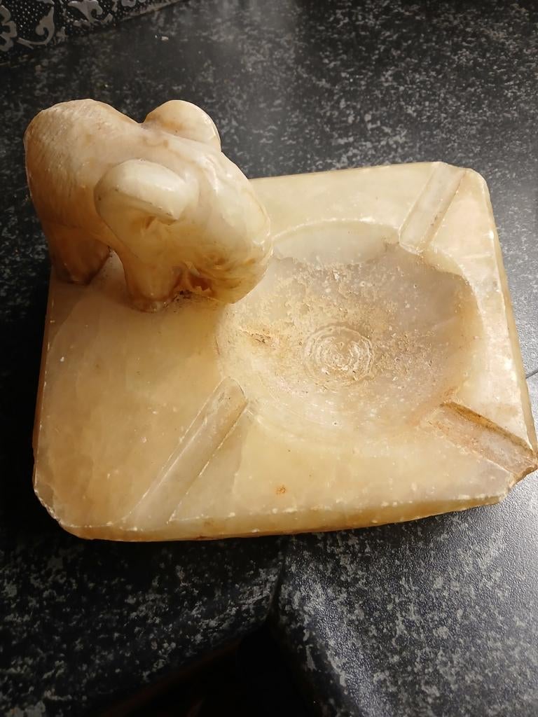 Marmeren asbak met olifant, Ophalen of Verzenden