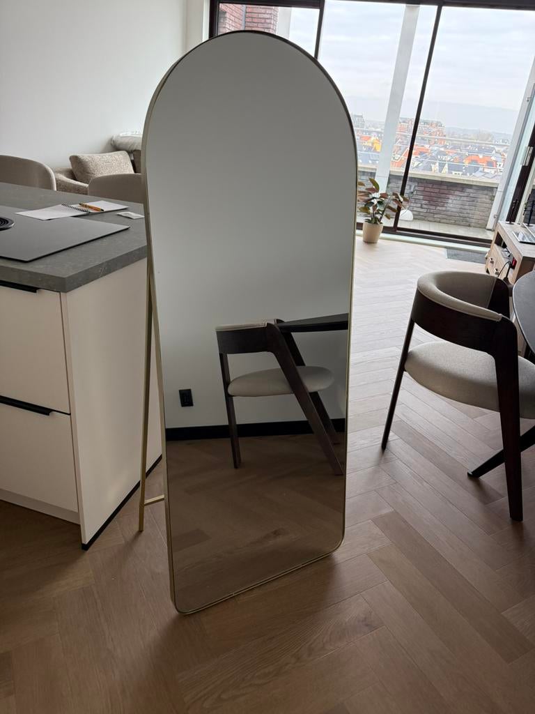 Gilded metal mirror 60cm x 150cm, Ophalen, Zo goed als nieuw, Rechthoekig, 150 tot 200 cm