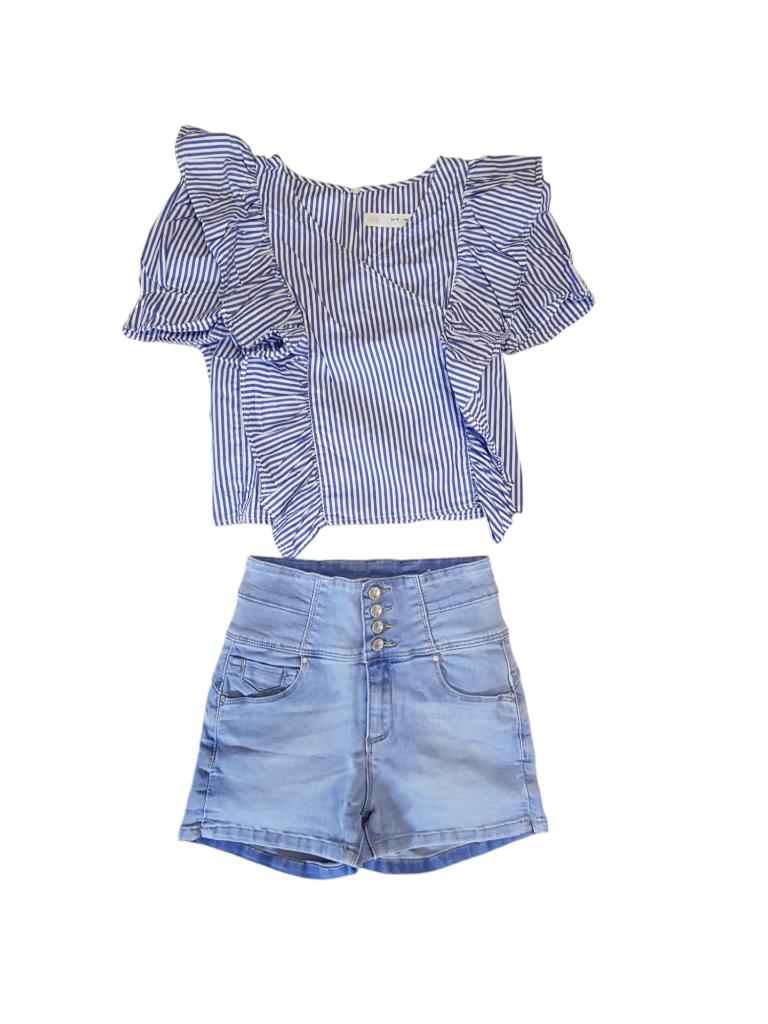 Geweldig leuk blauw-wit ZARA blousje maat 164., Overhemd of Blouse, Zo goed als nieuw, Zara, Verzenden