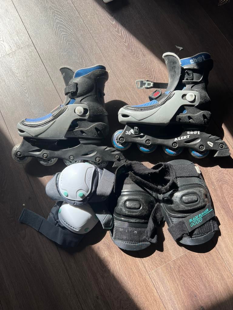 Gratis Inline skates maat 35-38 met bescherming, Gebruikt, Kinderen, Inline skates 4 wielen, Ophalen