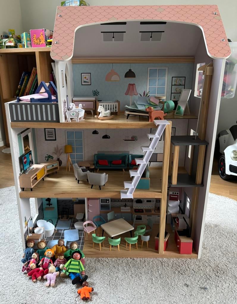 Poppenhuis met heel veel assecoires!, Ophalen, Zo goed als nieuw, Poppenhuis