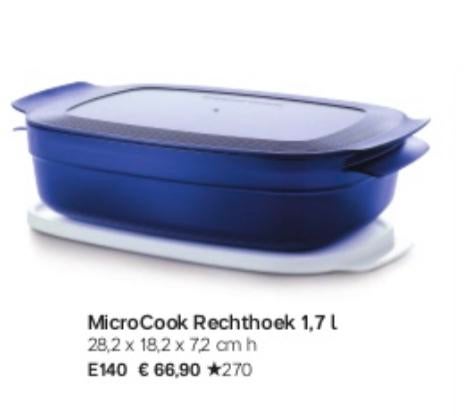 Tupperware MicroCook Rechthoek 1,7 L - Magnetronbestendig, Huis en Inrichting, Keuken | Tupperware, Verzenden, Nieuw, Blauw, Schaal