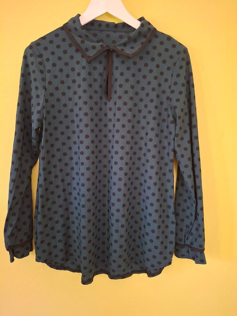 Studio Anneloes top longsleeve groen met zwarte noppen, Kleding | Dames, Maat 38/40 (M), Studio Anneloes, Ophalen of Verzenden