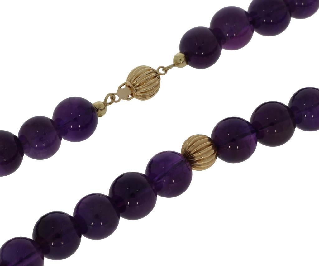 Amethist ketting edelsteen 14k gouden slot en bollen vintage, Sieraden, Tassen en Uiterlijk, Antieke sieraden, Verzenden, Goud