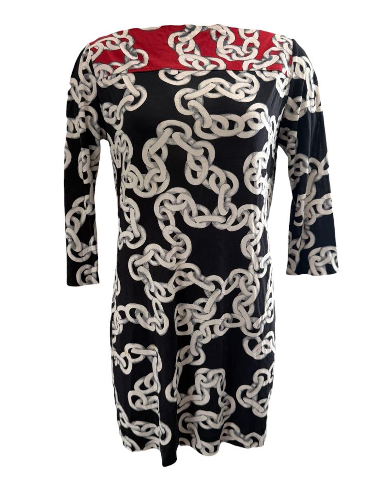 Diane von Furstenberg jurk L, Zwart, Ophalen of Verzenden, Zo goed als nieuw, Onder de knie