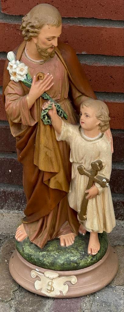 Gipsen Heiligenbeeld Jozef met Kind Jezus, Ophalen of Verzenden