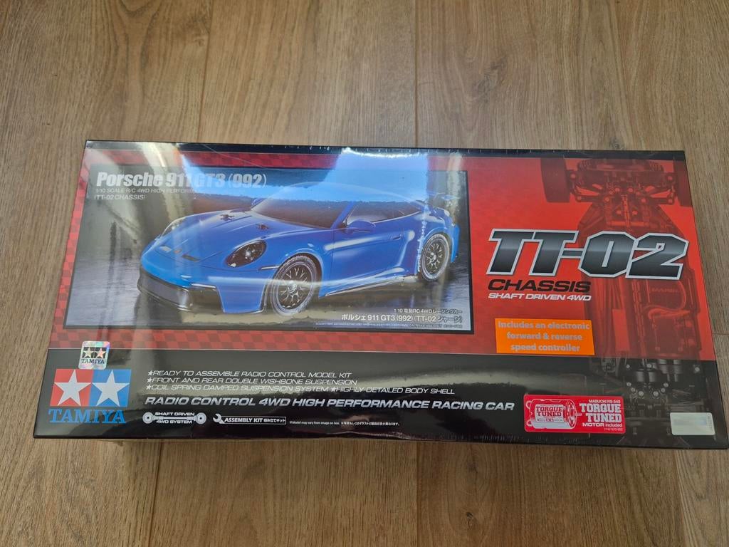 Tamiya 1:10 RC Porsche GT3 TT02 chassis # 58712, Hobby en Vrije tijd, Modelbouw | Radiografisch | Auto's, Elektro, Nieuw, Ophalen of Verzenden