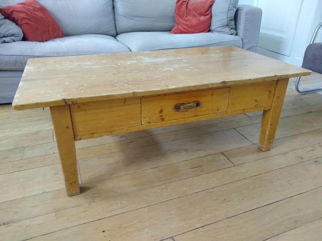 Salontafel met lade. Oud antiek brocante, Huis en Inrichting, Tafels | Salontafels, Ophalen, Gebruikt, 100 tot 150 cm, 50 tot 100 cm